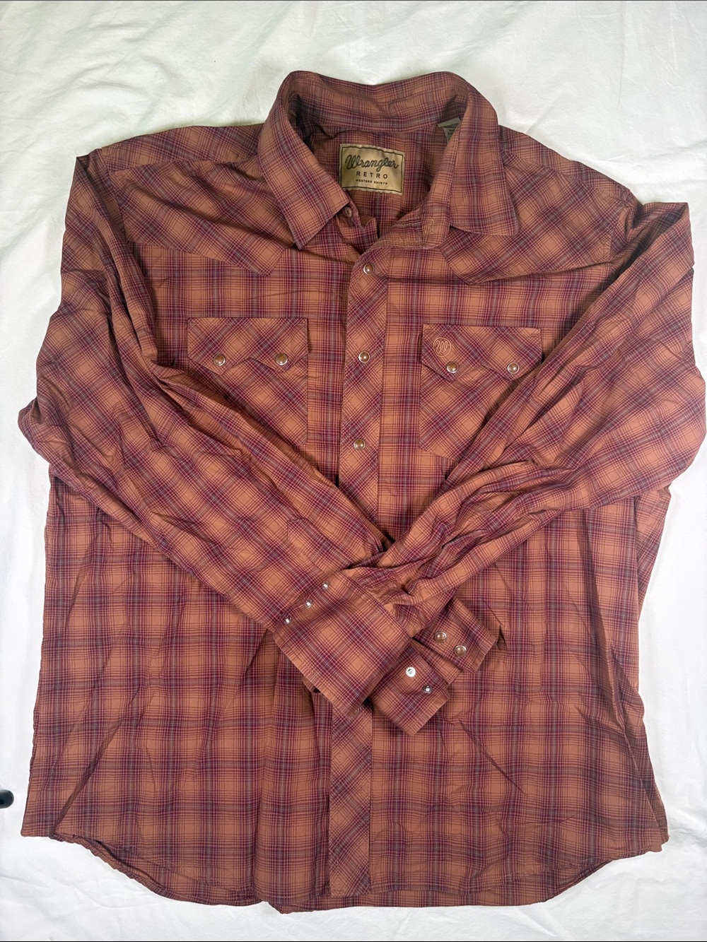Wrangler Men's Rust Plaid Button-Down Shirt